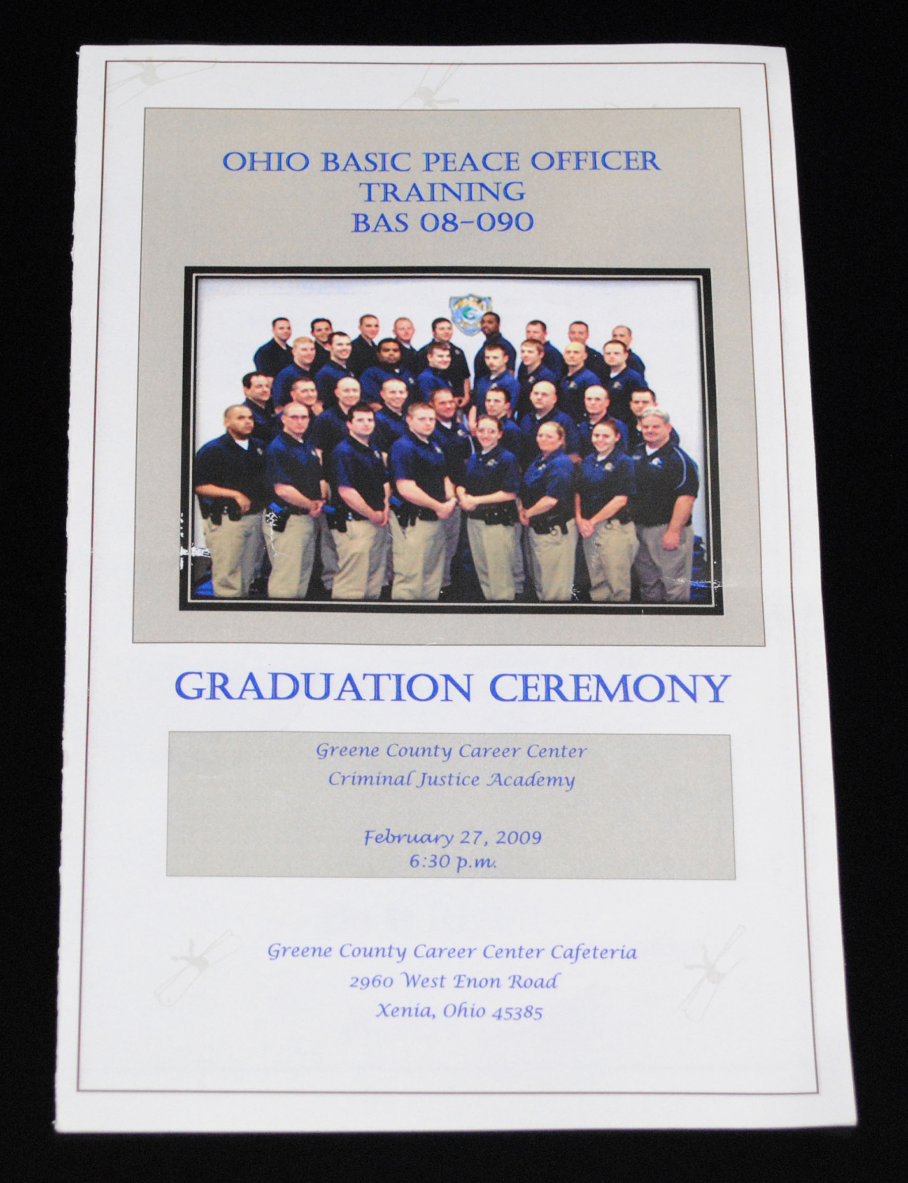 Attorney General Richard Cordray's Ohio Basic Peace Officer Training Graduation Ceremony Program  