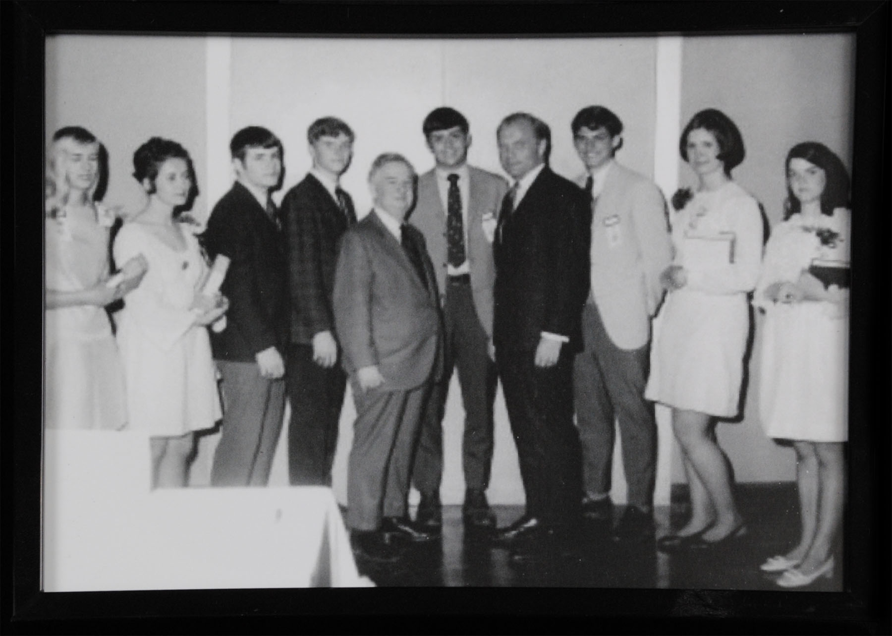 Photograph of C. William O’Neill, John Glenn, and Youth in Government Officers  