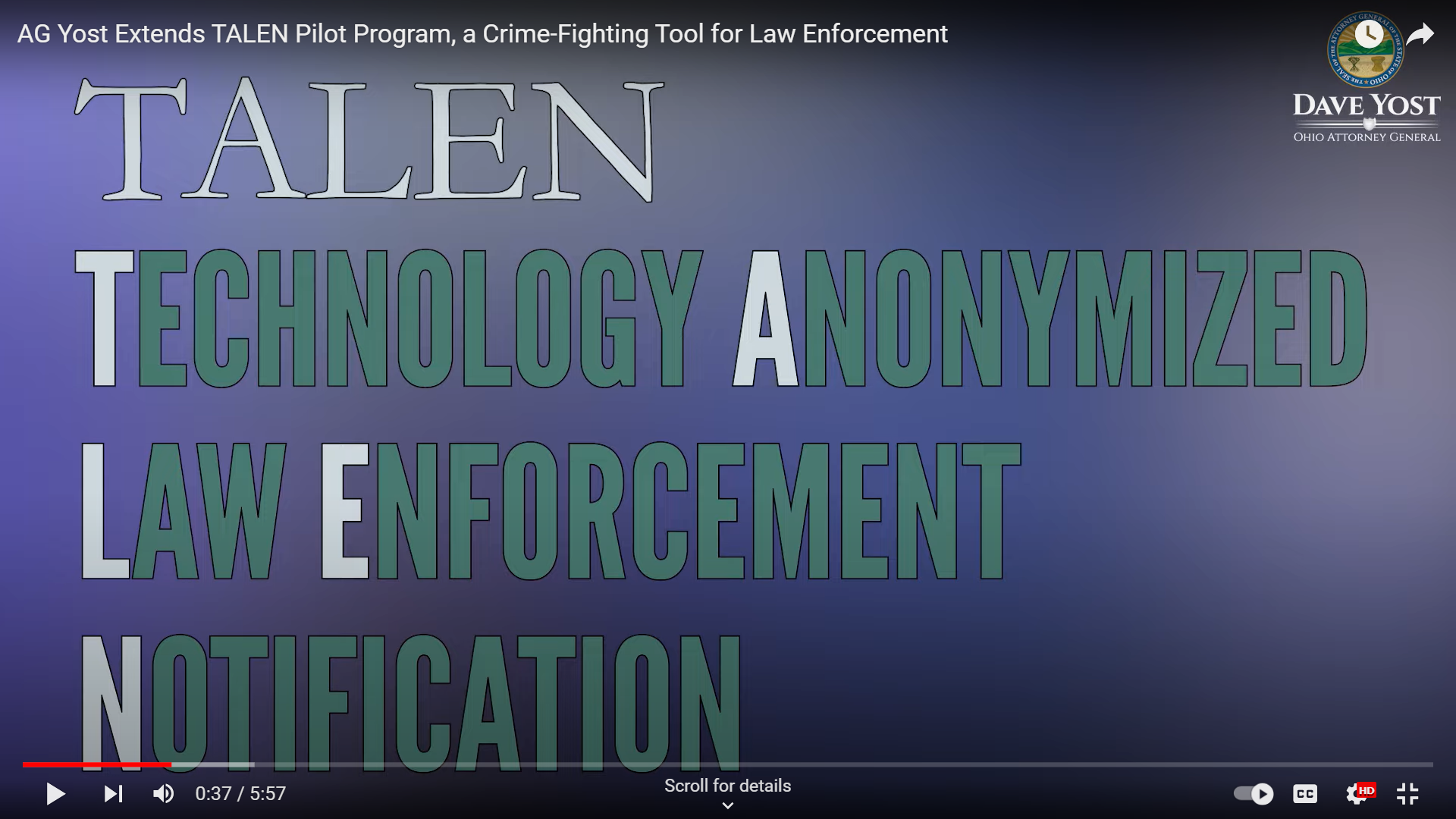 AG Yost Extends TALEN Pilot Program, a Crime-Fighting Tool for Law Enforcement