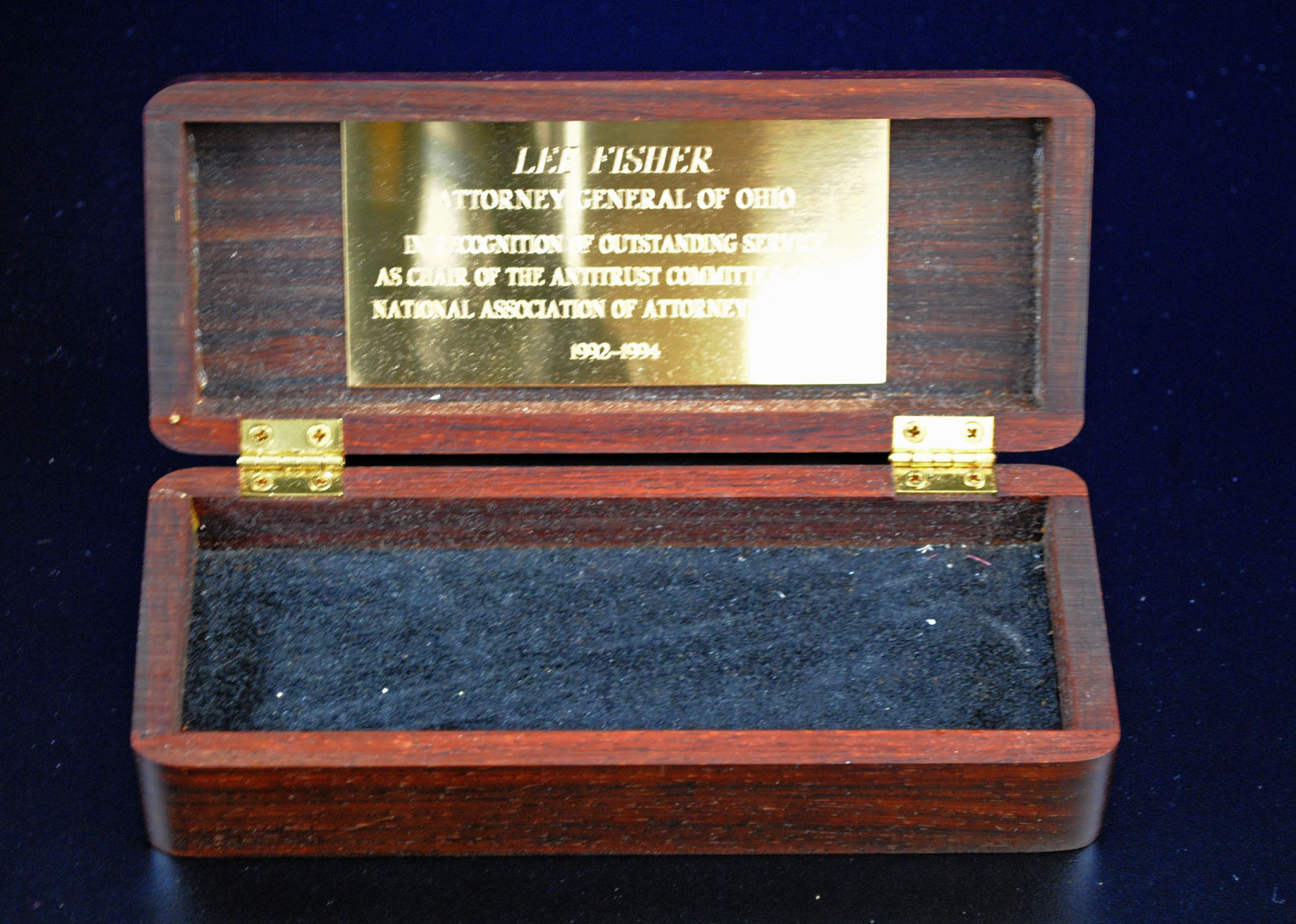 Pen Case Awarded to Attorney General Lee Fisher by the National Association of Attorneys General 