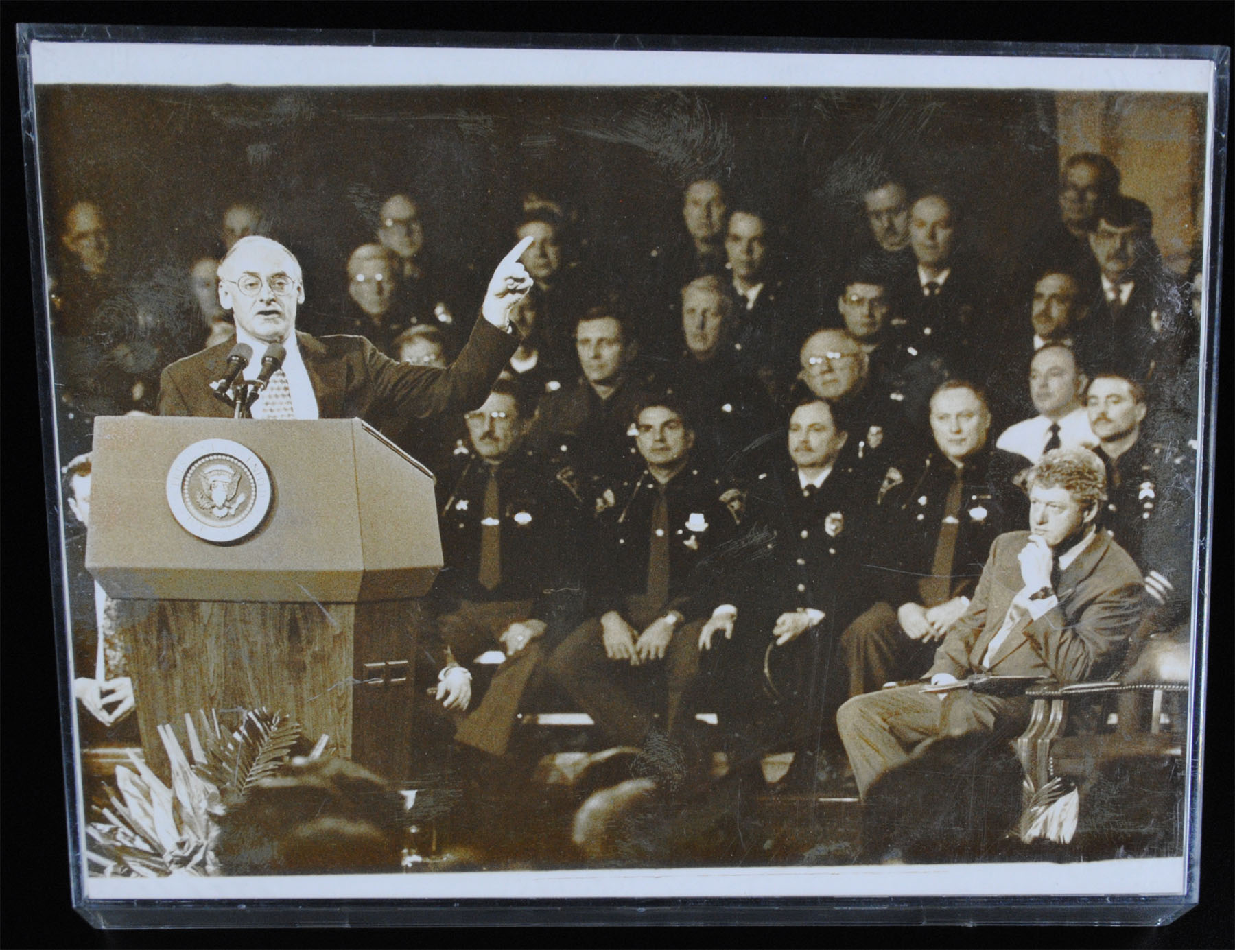 Photograph of Attorney General Lee Fisher Introducing President Bill Clinton 